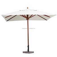 HH Commercial 9FT Parasol de table de patio en bois blanc pour restaurant, jardin, café, parasol d'extérieur avec logo