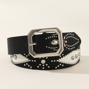 Nuevo Cinturón <span class=keywords><strong>de</strong></span> Cuero PU Estilo Vaquero Occidental <span class=keywords><strong>de</strong></span> Moda, Cinturón <span class=keywords><strong>de</strong></span> Cintura <span class=keywords><strong>con</strong></span> Tachuelas <span class=keywords><strong>de</strong></span> <span class=keywords><strong>Diamantes</strong></span> <span class=keywords><strong>de</strong></span> Imitación Y2K para Mujer, Cinturón <span class=keywords><strong>de</strong></span> <span class=keywords><strong>Diamantes</strong></span> Y2K - Product Image 2