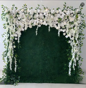 Mur de fleurs artificielles élégant blanc et vert : idéal pour les décors de mariage, <span class=keywords><strong>la</strong></span> décoration d'événements et les accessoires photo - Product Image 1