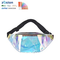 Vente en gros Sac de jambe holographique imperméable transparent PVC Fanny Pac Sac de taille approuvé pour le stade Sac de voyage unisexe