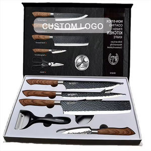 Juego de Cuchillos de Chef Modernos de 6 Piezas de Acero al Carbono de 8 Pulgadas con Mango de Madera y Caja de Regalo, Venta al Por Mayor de Fábrica - Product Image 1