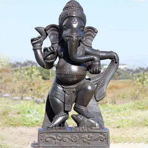QUYANG Indian Religious Hand Carved Antique Black Natural Stone Marble <strong>Radha</strong> Lord <strong>Krishna</strong> Statue Hindu God Sculpture - Product Image 4