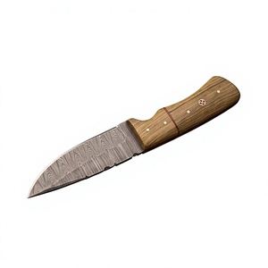 Cuchillo de Hoja Fija con Punta de Gota, Acero de Damasco, Mango Rosa, para Caza y Uso en Exteriores - Product Image 2