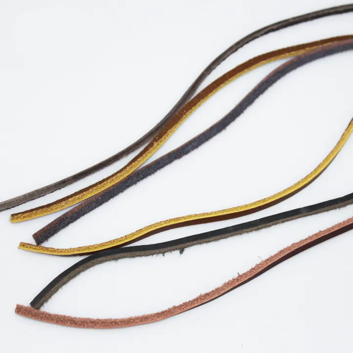 High quality cow leather shoe laces square leather shoelace for boots