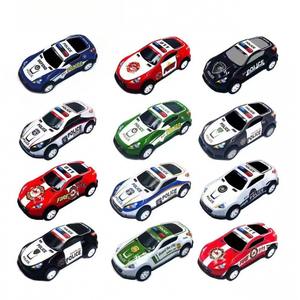 รถตำรวจนำดีบุก6.8ซม. สำหรับเด็กรถดึงกลับด้านเป็นโลหะผสมมีหลายรูปแบบรถของเล่นแรงเสียดทาน B2BSource สำหรับเด็กผู้ชาย - Product Image 1