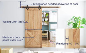 Kit de Herrajes de Acero Resistente WEKIS para Puerta Corredera de Granero, Acabado Satinado, Fácil, Suave y Silencioso, para Hogar, Dormitorio, Cocina, Moderno - Product Image 6