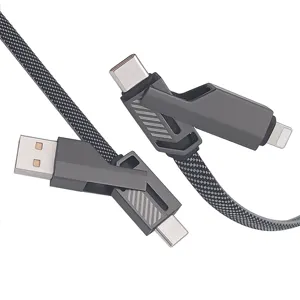 Kabel pengisi daya 4 In 1, kabel USB A ke C Tipe C ke Tipe C untuk Tablet iPhone Samsung Huawei Xiaomi Oppo