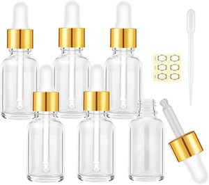 Transparent Glass Serum Hair Oil <b>Bottle</b> Gold <b>Dropper</b> Body Essential Oil <b>Bottles</b> 5ml 10ml 15ml 30ml 50ml 100ml - Product Image 1