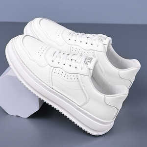 Chaussures décontractées blanches pour hommes à plateforme, semelle souple en cuir, design ajouré, lacets avant, talon plat, style printemps-automne - Product Image 1