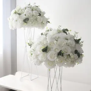 Centrotavola per matrimonio con sfera di fiori artificiali di Design personalizzato con grande sfera di fiori bianchi per la decorazione di nozze
