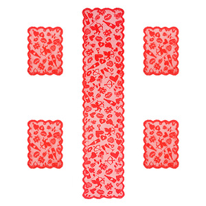 Ensemble de chemins de table en dentelle en forme de cœur pour la Saint-Valentin, décoration de bouteille de vin rouge pour mariage, nappe festive pour la décoration de fête romantique - Product Image 6