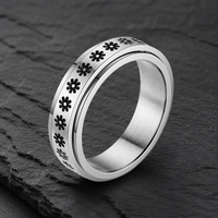 Bague anti-stress classique rotative en acier inoxydable, bijou de méditation et de relaxation, motif lune et étoile célestes