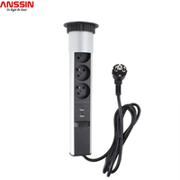 Prise de table escamotable avec USB Type A/C, 3 prises CA, prise EU/FR/UK