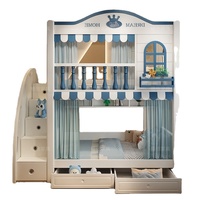 Nouveau design lit superposé ovale pour enfants, mobilier de chambre enfant, lit mezzanine escamotable avec toboggan et escalier de rangement