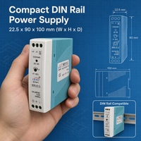 Alimentation électrique industrielle sur rail DIN 10W 12V 0.84A Haute efficacité 81% Ultra-mince 22.5mm pour armoires de commande