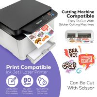 Hoja de papel de calcomanía mate brillante autoadhesiva impermeable de PP imprimible de vinilo para impresora láser de inyección de tinta A4 papel adhesivo de etiqueta de vinilo