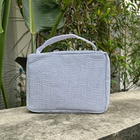 Housse de Bible personnalisée à fermeture éclair grande taille en seersucker monogramme 2026 bleu marine rose violet, livraison gratuite depuis l'entrepôt américain D145