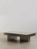 Table basse en acier inoxydable, design minimaliste rectangulaire, finition mate brossée de qualité supérieure, personnalisable, design de créateur