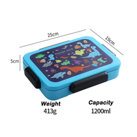 Lonchera Bento de 1200 ml con 5 Compartimentos, Apta para Microondas, con Bolsa para Salsas y Cubiertos, con Certificación LFGB, FDA y CPC, MOQ Bajo, Logotipo Personalizado, Regalo
