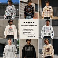 T-shirt en tissu gaufré de haute qualité pour homme, coupe oversize, manches longues, ourlet brut, streetwear, épaules tombantes, sweat-shirt uni décontracté pour homme