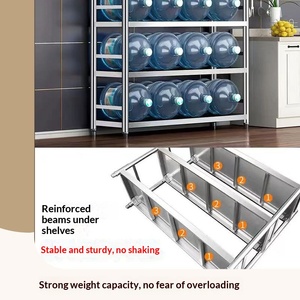 Étagère de rangement commerciale en acier inoxydable 304 argentée, sur pied, multi-niveaux, gain de place, type pot, avec clôture - Product Image 4