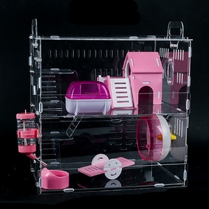 Cage de base à Double couche transparente en fil d'or acrylique, articles d'emballage de luxe, grande cage de hamster de villa - Product Image 3