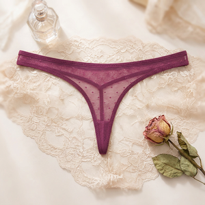 Ropa Interior Femenina Sexy, Tanga de Malla Transparente con Puntos, Cintura Baja, Ultrafina y Transpirable para Mujer, OEM ODM - Product Image 2