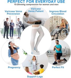 <span class=keywords><strong>Medias</strong></span> de Compresión Antiembólicas Graduadas de 15-20 mmHg, Color Negro, Beige y Blanco, Hasta el Muslo, <span class=keywords><strong>con</strong></span> Orificio de Inspección, Precio de Fábrica - Product Image 4