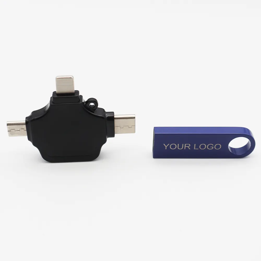 Nuovo arrivo promo adattatore USB personalizzato 4 in 1 espansione del telefono di trasferimento dati adattatore all'ingrosso Gadget USB promozionale di fabbrica