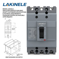 Disjoncteur à boîtier moulé LAKINELE LK EZC100B MCCB 3P 4P 15A-100A, unité de déclenchement thermique-magnétique 7,5 kA, distribution d'énergie 50/60 Hz