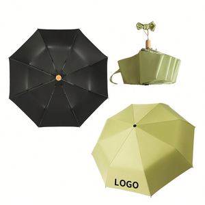 Paraguas Plegable de 3 Secciones Multicolor con Protección UV, Resistente al Viento, Automático y con Mango de Madera - Product Image 5