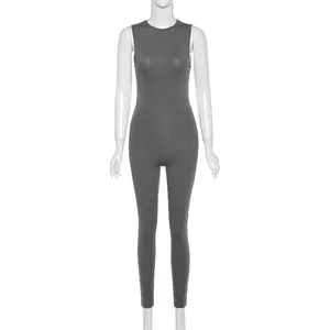 Macacão feminino sem mangas, tamanho xs, 2022, cintura alta, yoga, para o verão, esportivo, para corrida, apertado, peça única