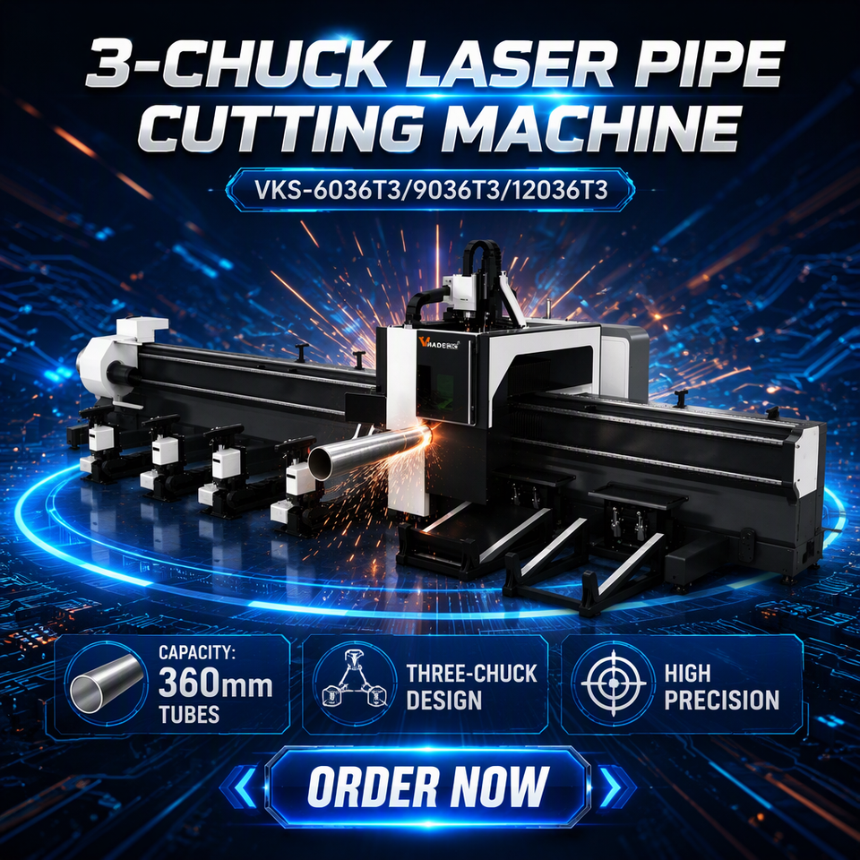 Three Chuck Fiber Laser Tube Cutting Machine 360mm Capacity Zero ...