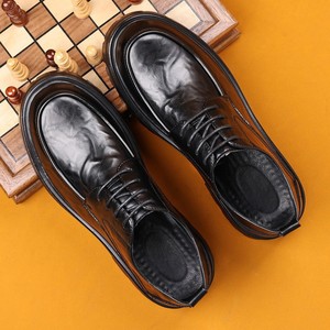 Chaussures Oxford habillées en cuir véritable pour hommes, style décontracté, avec grain froissé fait main, rehaussantes et robustes, collection 2026 - Product Image 2