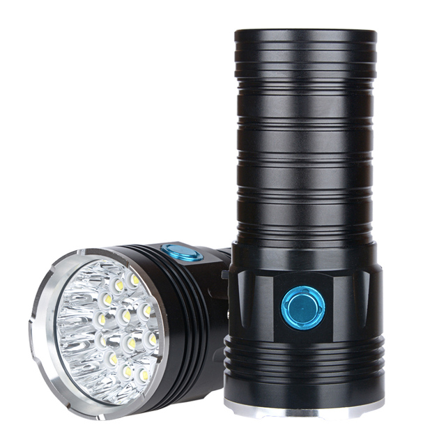 Hot Selling High Power LED Flashlight Searchlight 18*T6 LED 48000 Lumens Waterproof Light 4*18650 Battery USB Charging