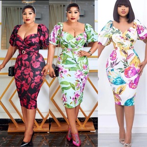 Nouvelle mode de vêtements pour femmes à manches courtes col en V mince <span class=keywords><strong>OL</strong></span> robe de bureau professionnelle pour femmes - Product Image 1