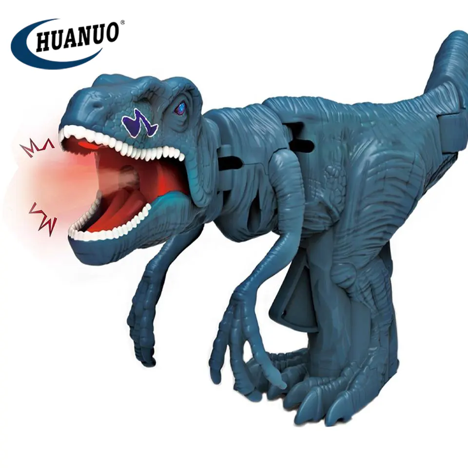 Venta caliente creativo realista plástico Velociraptor juguete electrónico cuerpo retorcido prensa dinosaurio juguete con sonido