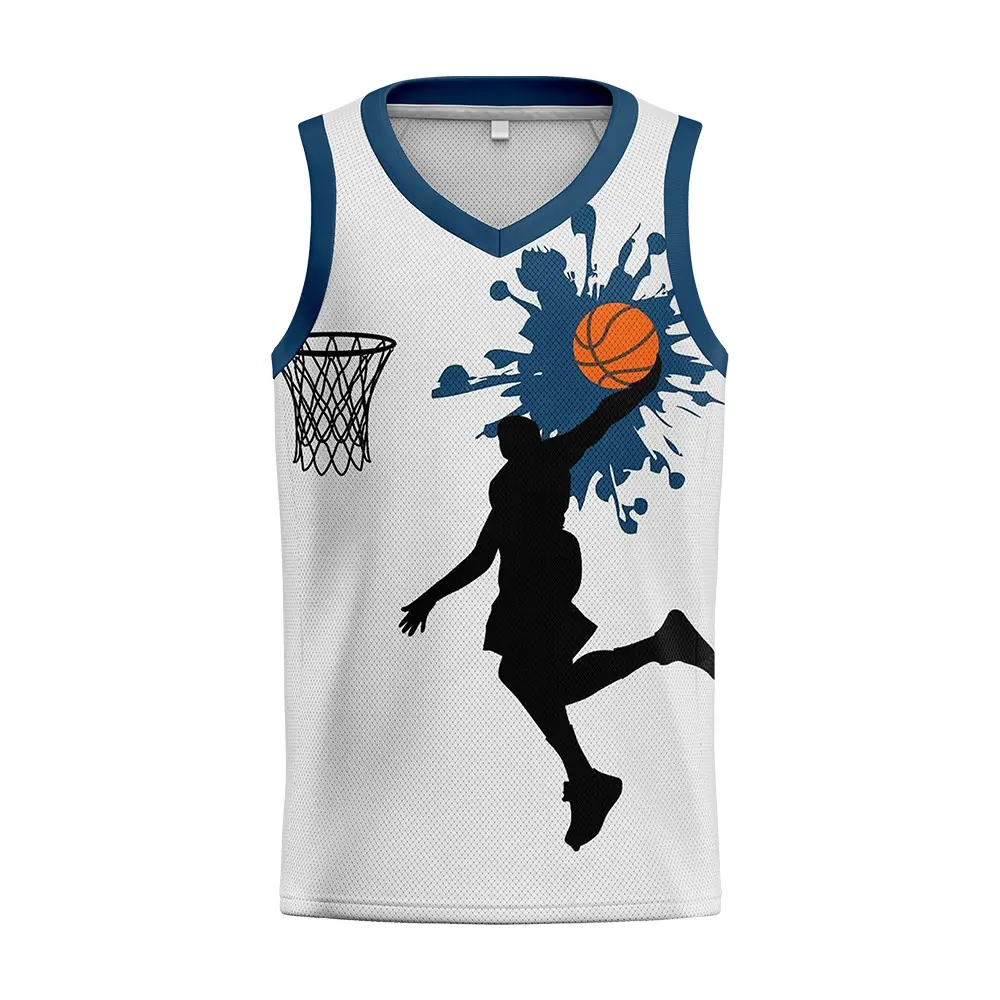 Özel Logo baskı yüceltilmiş basketbol forması tankı üstleri nefes örgü spor giyim basketbol forması üniforma