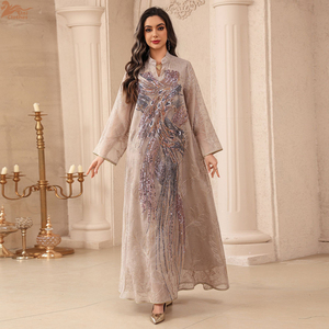 Robe de Soirée de Luxe Uni Dubai à Paillettes pour Femme, Abaya Brodé en Maille, <span class=keywords><strong>Caftan</strong></span> Marocain Femme Col V 2026 - Product Image 2