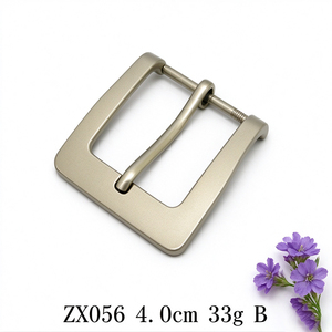 Hebilla de cinturón de doble punta, aleación plateada, rectangular, 4.0cm ZX055 - Product Image 2