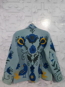 Premium Handcrafted Quilted 100% Cotton <b>Kantha</b> <b>Jacket</b> Beautiful Bird Floral Embroidery Windproof Reversible Ladies Winter Coat - Product Image 6