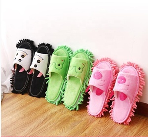De algodón de invierno cálido suave verde fregona de limpieza zapatillas de microfibra flip flops - Product Image 1