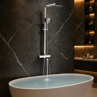 Colonne de douche moderne en acier inoxydable chromé poli à 3 fonctions avec barres coulissantes et jet doux pour appartement – Installation facile