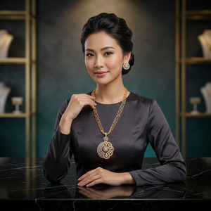 Gold Plated Brass AD CZ Multi Strand <b>Chain</b> Long Pendant Necklace Set with Matching <b>Stud</b> <b>Earrings</b> for Women Jewelry - Product Image 1