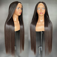 Pelucas de Cabello Humano Liso Espejo, 180% de Densidad, Pelucas con Frente de Encaje HD, Pelucas de Cabello Vietnamita Virgen para Mujeres Negras