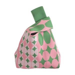 Handmade Country Style Waterproof Polyester Handbag Shopping Mini Knot Wrist <b>Purse</b> <b>Cute</b> Colorful Tote Bag Zipper Closure - Product Image 2