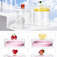 Nouvelle vente flash : pot de conservation alimentaire en verre borosilicate de haute qualité, hermétique et anti-poussière, avec couvercle en verre et décorations élégantes, pour la cuisine.