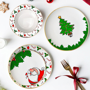 Juego de <span class=keywords><strong>Vajilla</strong></span> Desechable Personalizable de Porcelana Fina al por Mayor con Diseños de Papá Noel, Kit de Cuchara/Tenedor/Cuchillo/Palillos para Hoteles, MOQ Bajo - Product Image 1