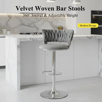 Chaise de Bar Scandinave, Mobilier de Comptoir en Métal et Velours, Tabouret Haut Pivotant en Cuir Doré de Luxe Moderne pour Table de Bar