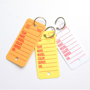 Customized Pricing Label Yellow PVC <b>Key</b> Tag With Keyring Handwritten Multiline 3inchx1.38inch Lightweight For <b>Vehicle</b> Inventory - Product Image 4